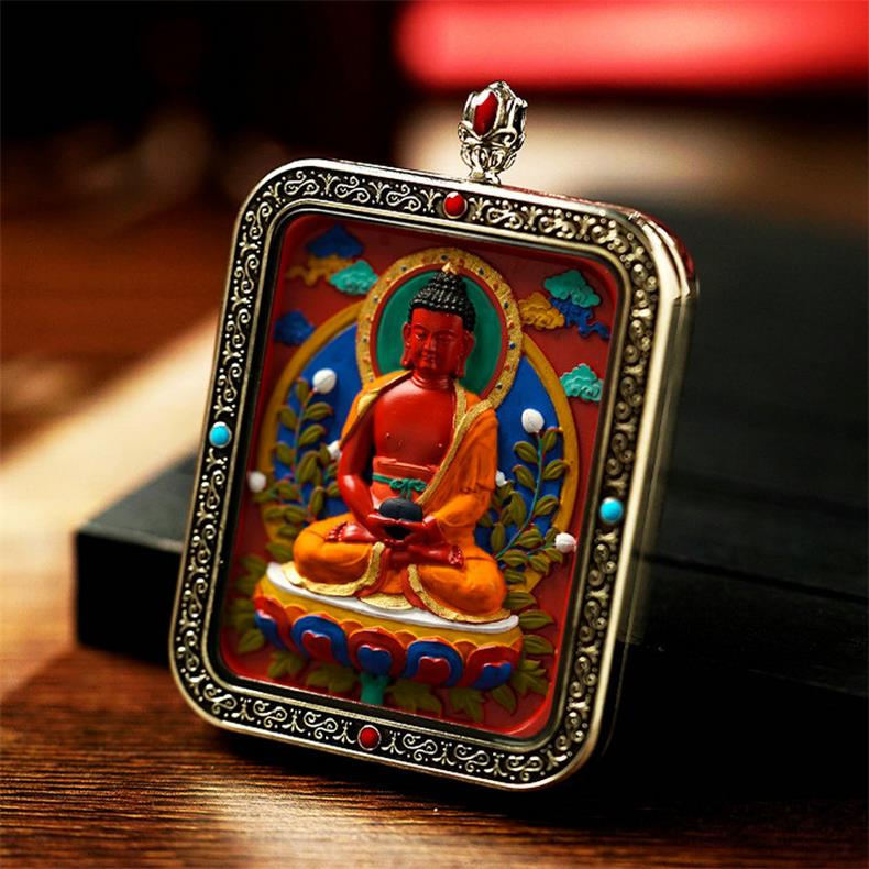 Wisdom and Virtue, Bodhisattva's Blessing, with Cinnabar Cinnabar Tangka Pushyun Manjushri Bodhisattva Lifelong Buddha Pendant