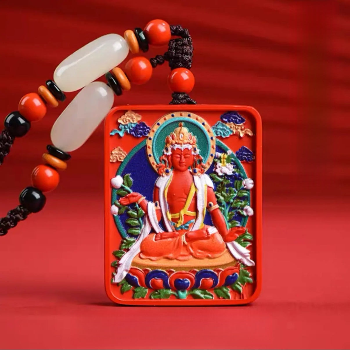 Cinnabar Blessing, Buddha's Shadow Follows, Containing Cinnabar Thangka Eight Guardian Buddha Pendant