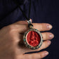 Cinnabar Blessing, Destiny Fortune – Cinnabar & Silver-Inlaid Guardian Buddha Pendant