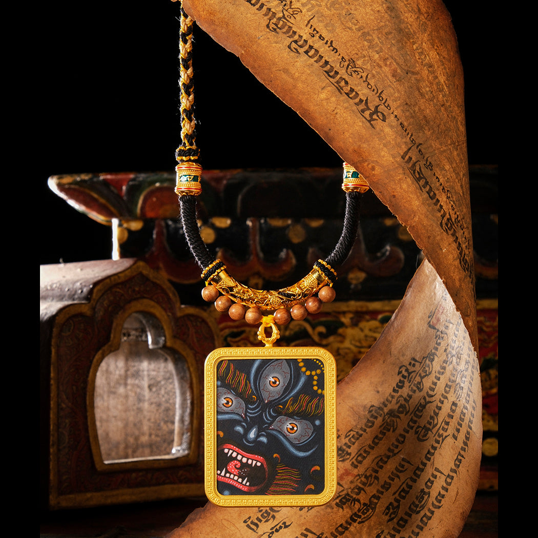 Blessings of the God of War, Destroy Obstacles, Handmade Thangka Dharma Protector Pendant