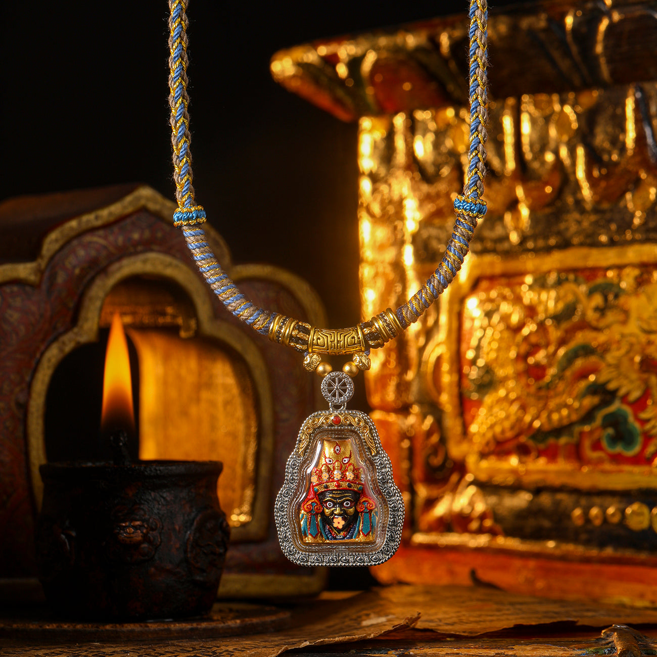 Zakiran blessing, attracting wealth and protecting the body, pure handmade thangka pendant