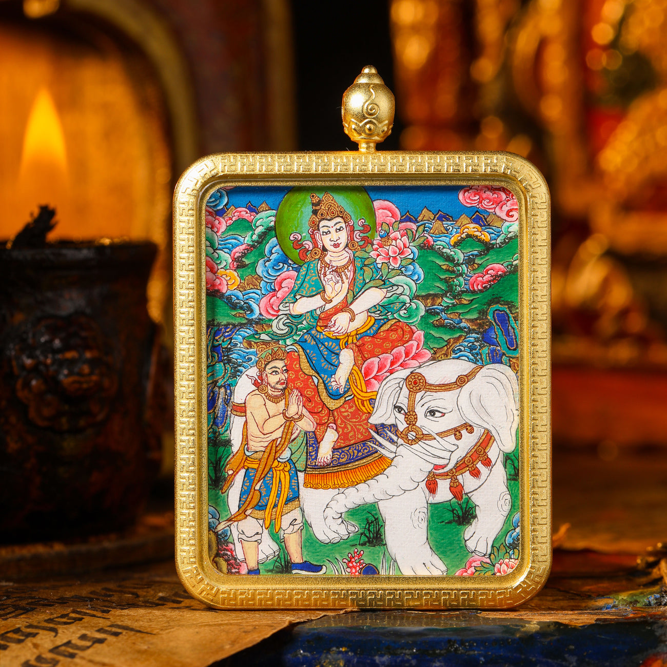Wonderful painting of Puxian, blessing of blessings, wisdom and good fortune, pure hand-painted thangka