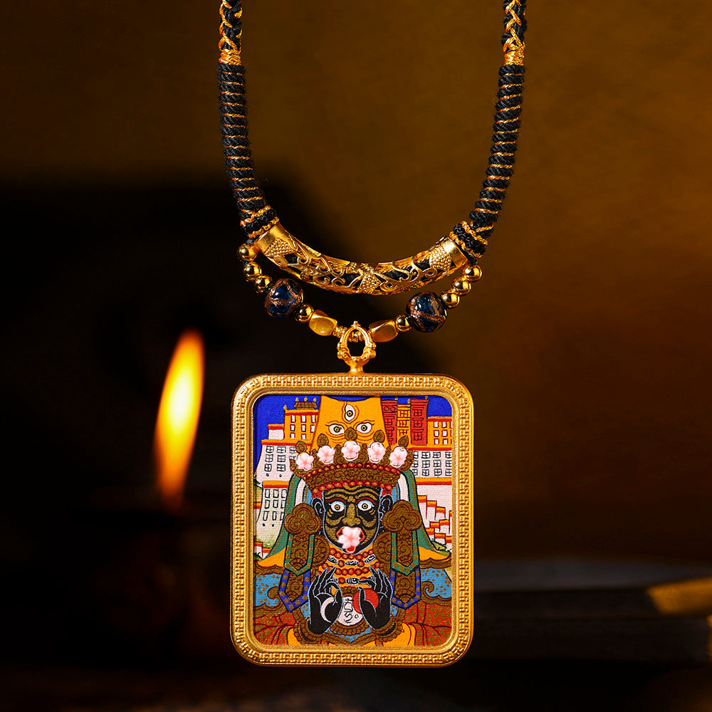 Zakiran blessing, attracting wealth and protecting the body, pure handmade colorful painting thangka body protector pendant