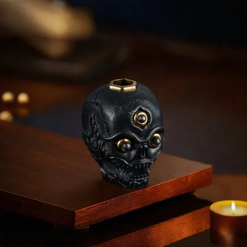 Ward off evil spirits and prevent disasters, increase happiness and longevity 925 Silver Spiked Skull Necklace Pendant