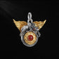 Ward off evil, good luck 925 silver gold winged roc bird inlaid plate bead necklace pendant