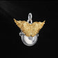 Ward off evil, good luck 925 silver gold winged roc bird inlaid plate bead necklace pendant
