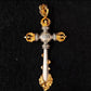 Ward off evil spirits, career success 925 Silver Wisdom Sword Inlaid Plate Bead Necklace Pendant