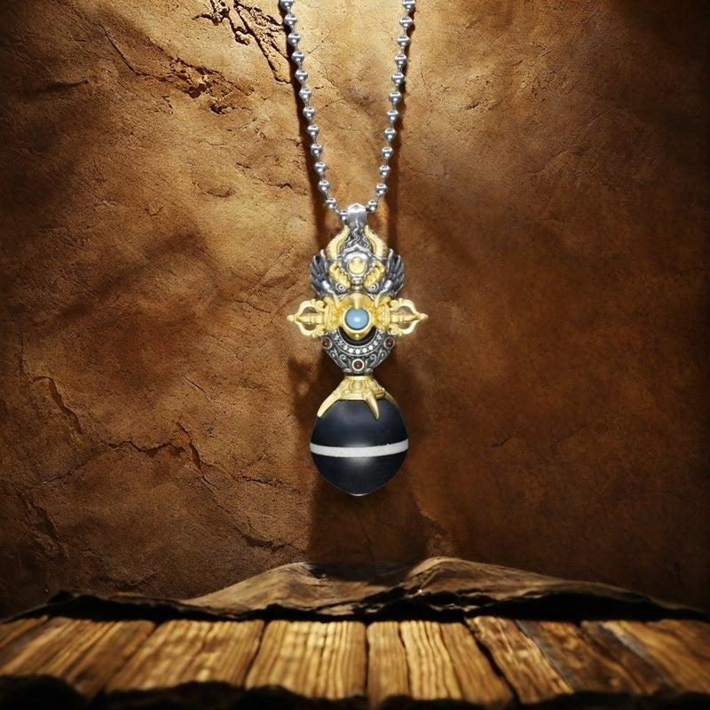 Auspicious peace, great prospects 925 silver roc goldfinch bird plate bead necklace pendant