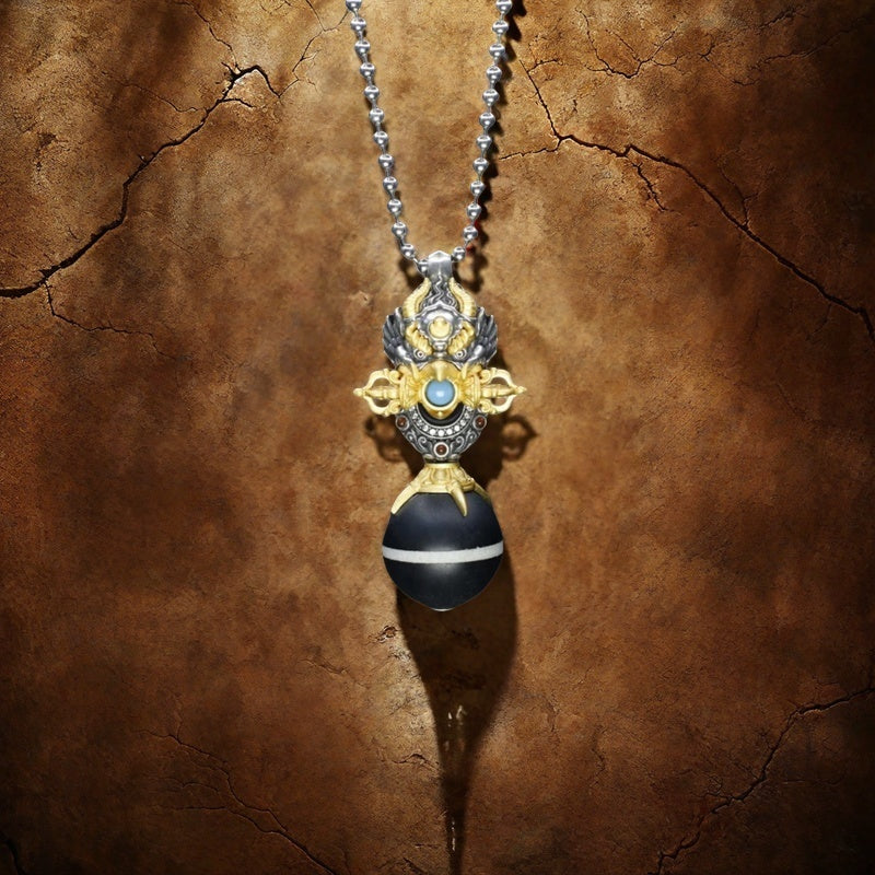 Auspicious peace, great prospects 925 silver roc goldfinch bird plate bead necklace pendant