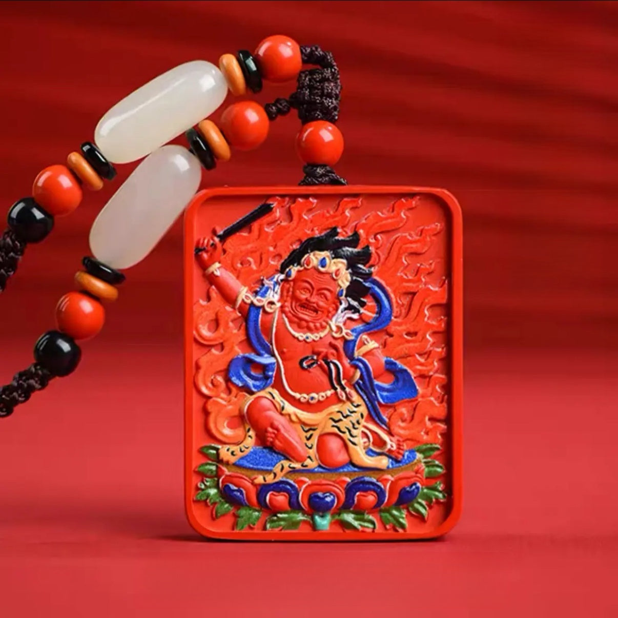 Cinnabar Blessing, Buddha's Shadow Follows, Containing Cinnabar Thangka Eight Guardian Buddha Pendant