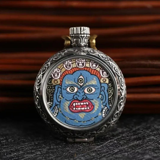 Hand-painted thangka in S925 sterling silver, blessed by God, auspicious with you