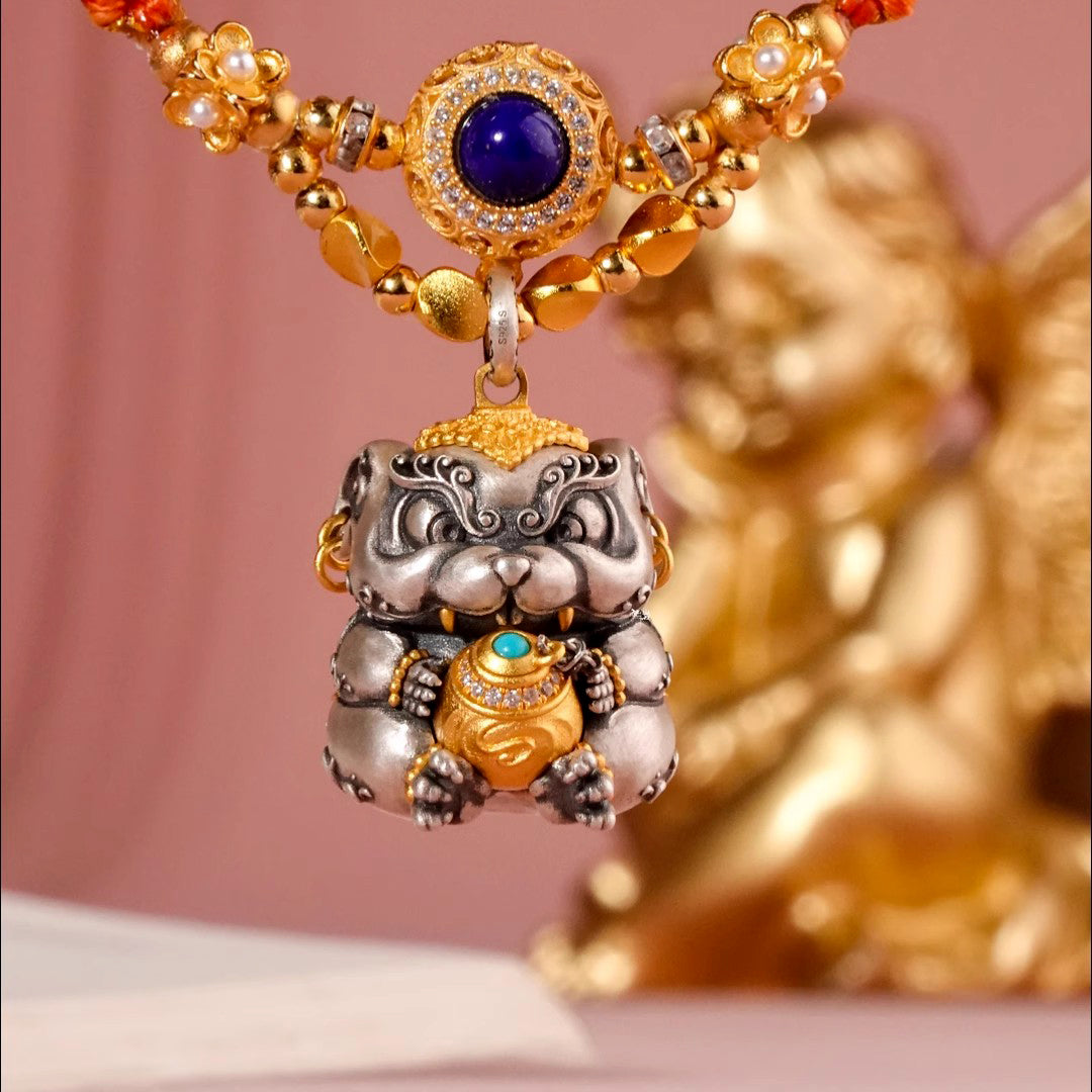 Double Blessings of Wealth & Status - 925 Silver Treasure-Vomiting Rat (Jambhala's Sacred Emissary