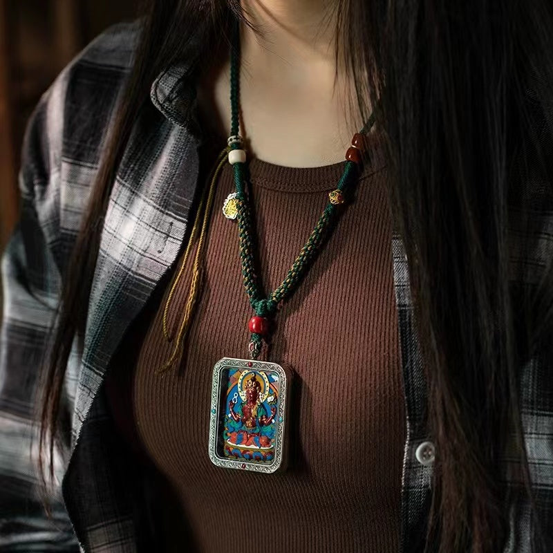 Wisdom and Virtue, Bodhisattva's Blessing, with Cinnabar Cinnabar Tangka Pushyun Manjushri Bodhisattva Lifelong Buddha Pendant
