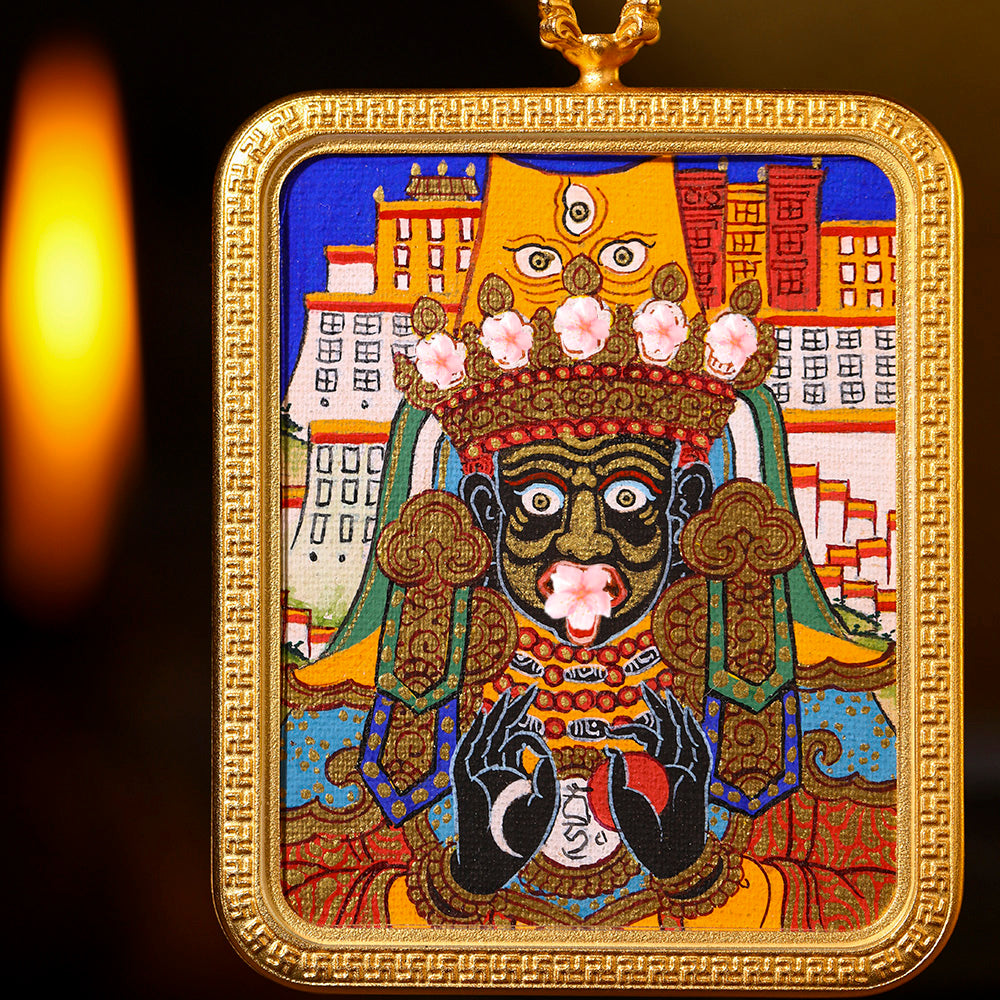 Zakiran blessing, attracting wealth and protecting the body, pure handmade colorful painting thangka body protector pendant