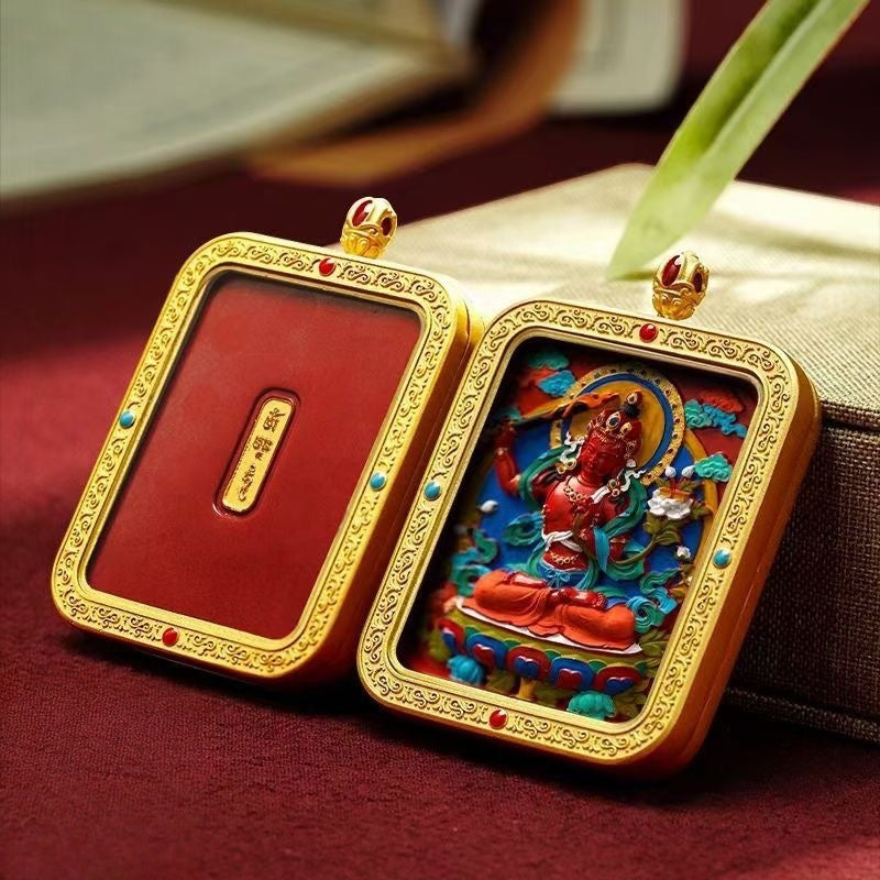 Vermilion Blessings, Constant Fortune - Traditional Thangka Talisman of Your Guardian Buddha