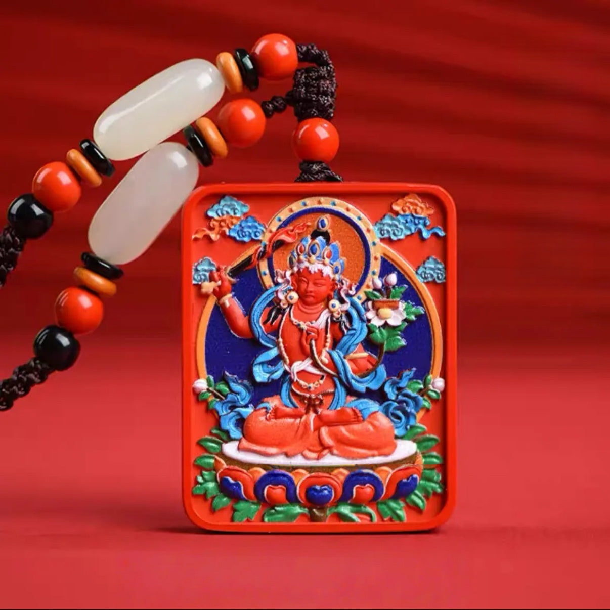 Cinnabar Blessing, Buddha's Shadow Follows, Containing Cinnabar Thangka Eight Guardian Buddha Pendant