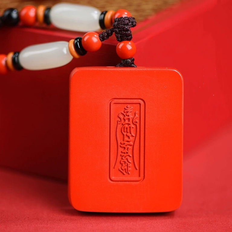 Cinnabar Blessing, Buddha's Shadow Follows, Containing Cinnabar Thangka Eight Guardian Buddha Pendant