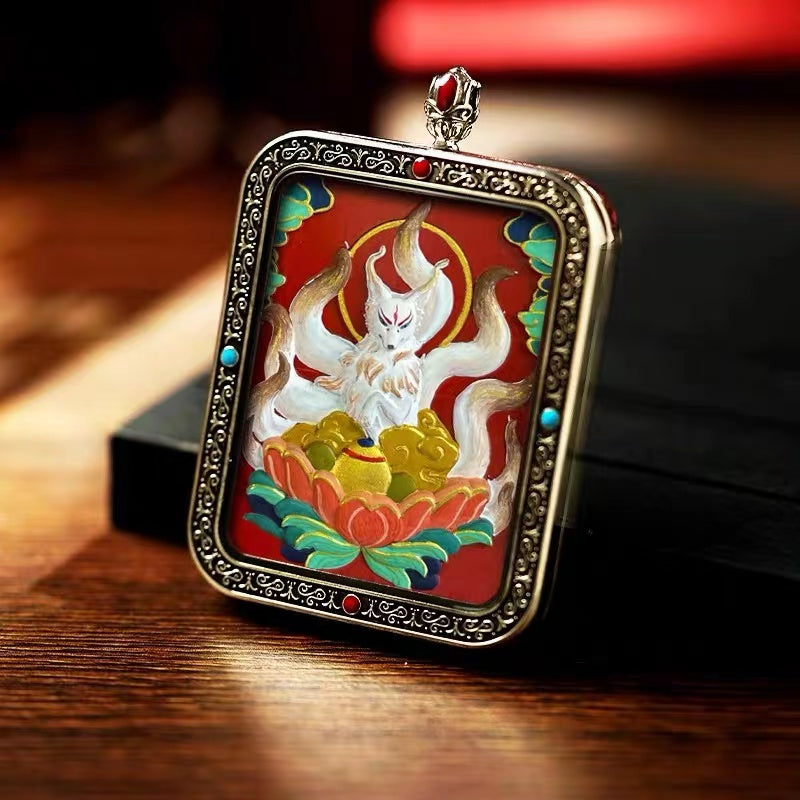 Wisdom and Virtue, Bodhisattva's Blessing, with Cinnabar Cinnabar Tangka Pushyun Manjushri Bodhisattva Lifelong Buddha Pendant