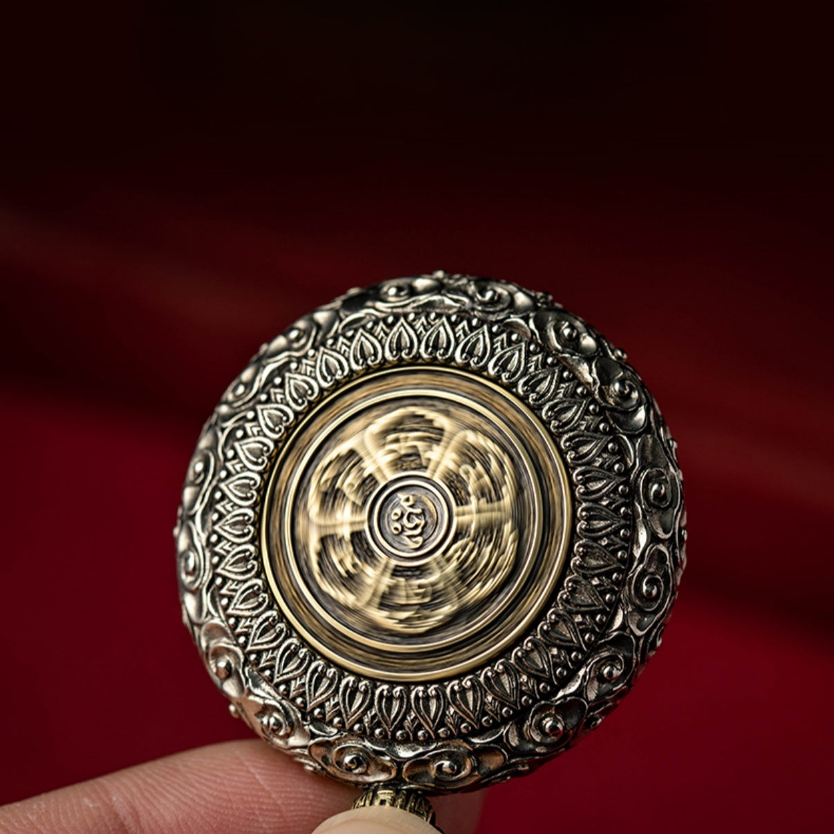 Cinnabar Blessing, Destiny Fortune – Cinnabar & Silver-Inlaid Guardian Buddha Pendant