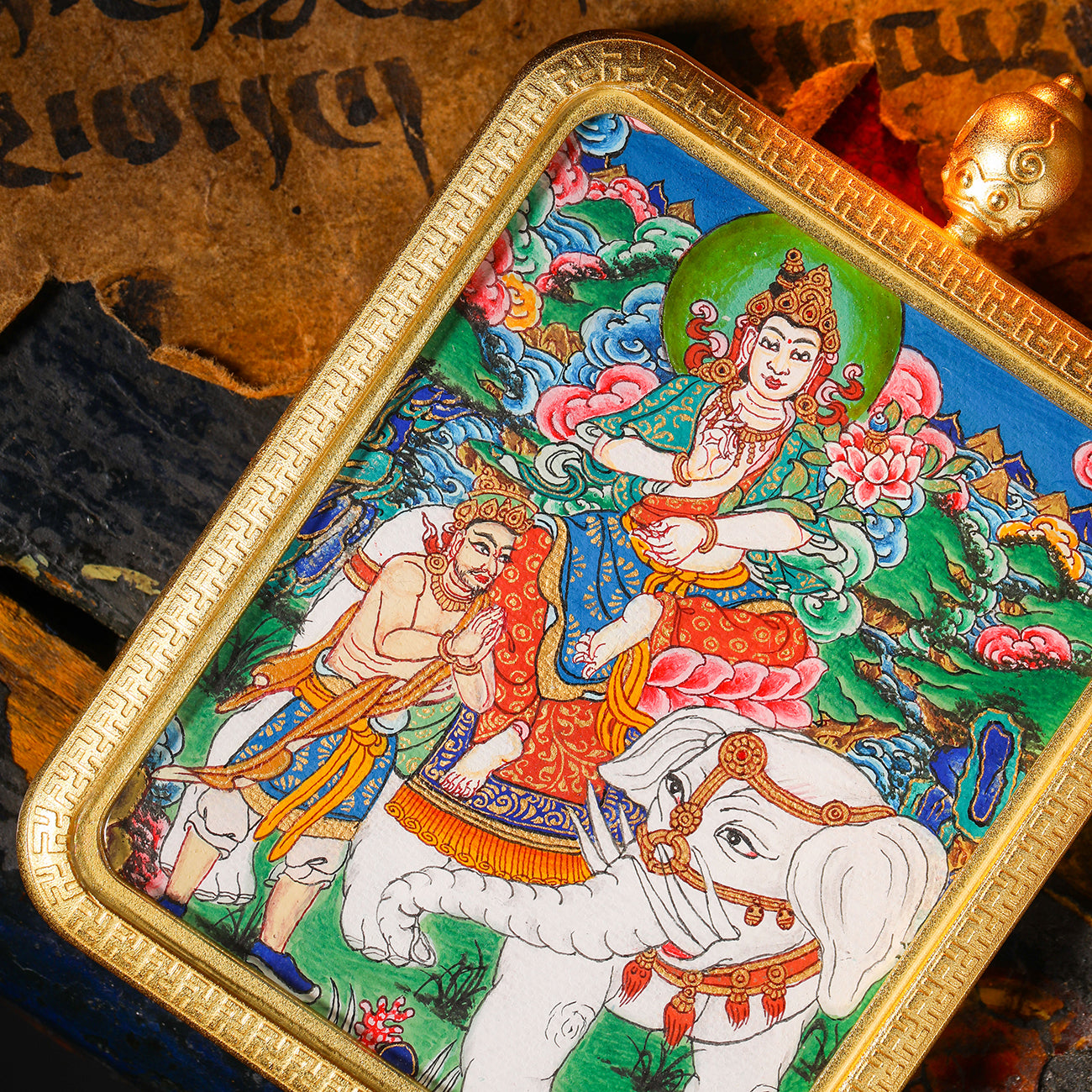 Wonderful painting of Puxian, blessing of blessings, wisdom and good fortune, pure hand-painted thangka