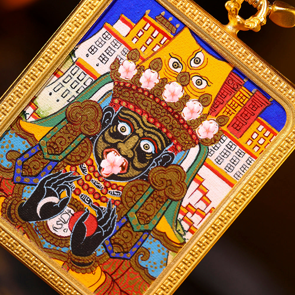 Zakiran blessing, attracting wealth and protecting the body, pure handmade colorful painting thangka body protector pendant