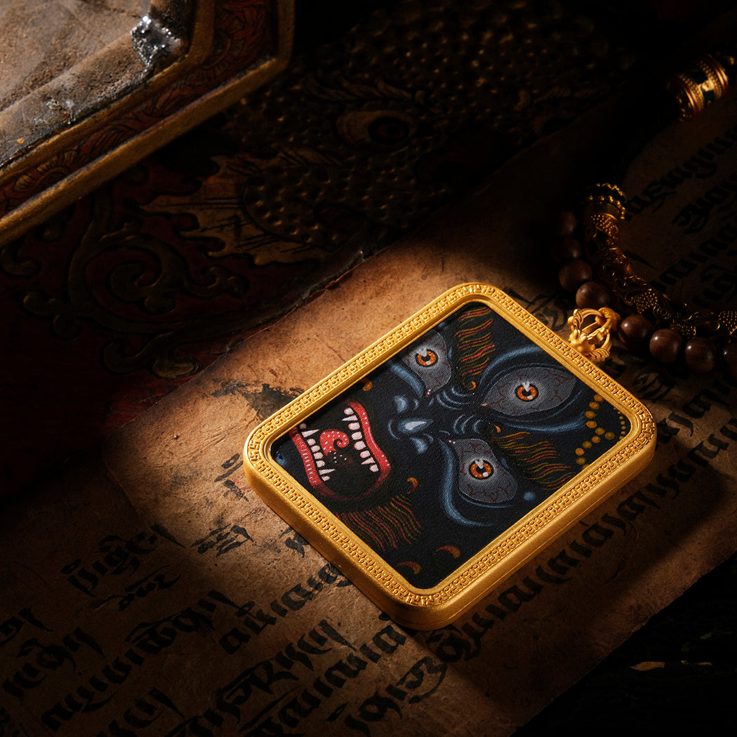 Blessings of the God of War, Destroy Obstacles, Handmade Thangka Dharma Protector Pendant