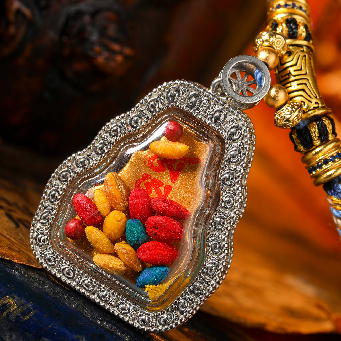 Zakiran blessing, attracting wealth and protecting the body, pure handmade thangka pendant