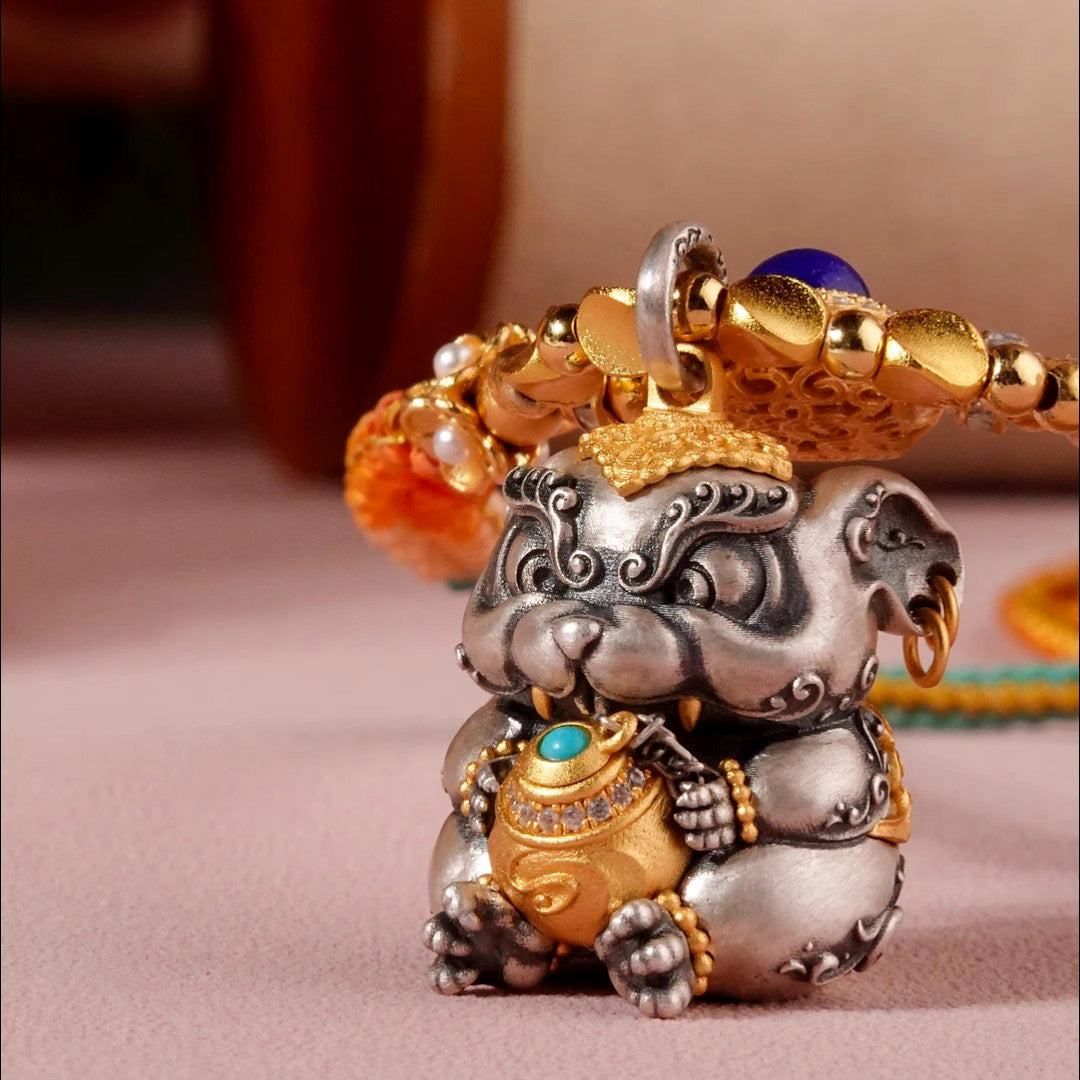 Double Blessings of Wealth & Status - 925 Silver Treasure-Vomiting Rat (Jambhala's Sacred Emissary