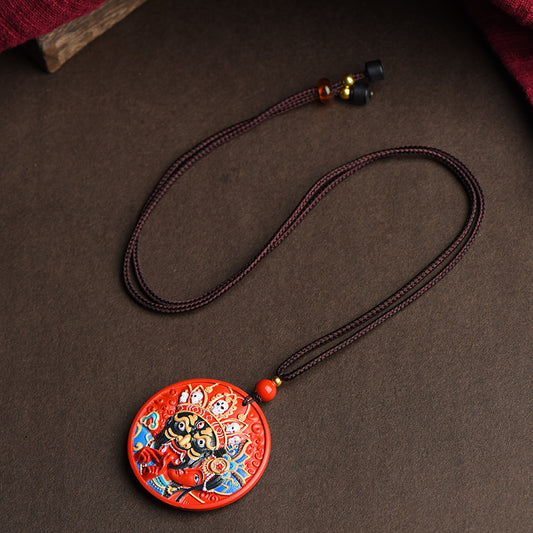 Cinnabar Blessing, Wealth and Wisdom Increase, with Cinnabar Goddess of Wealth Zakiram Pendant