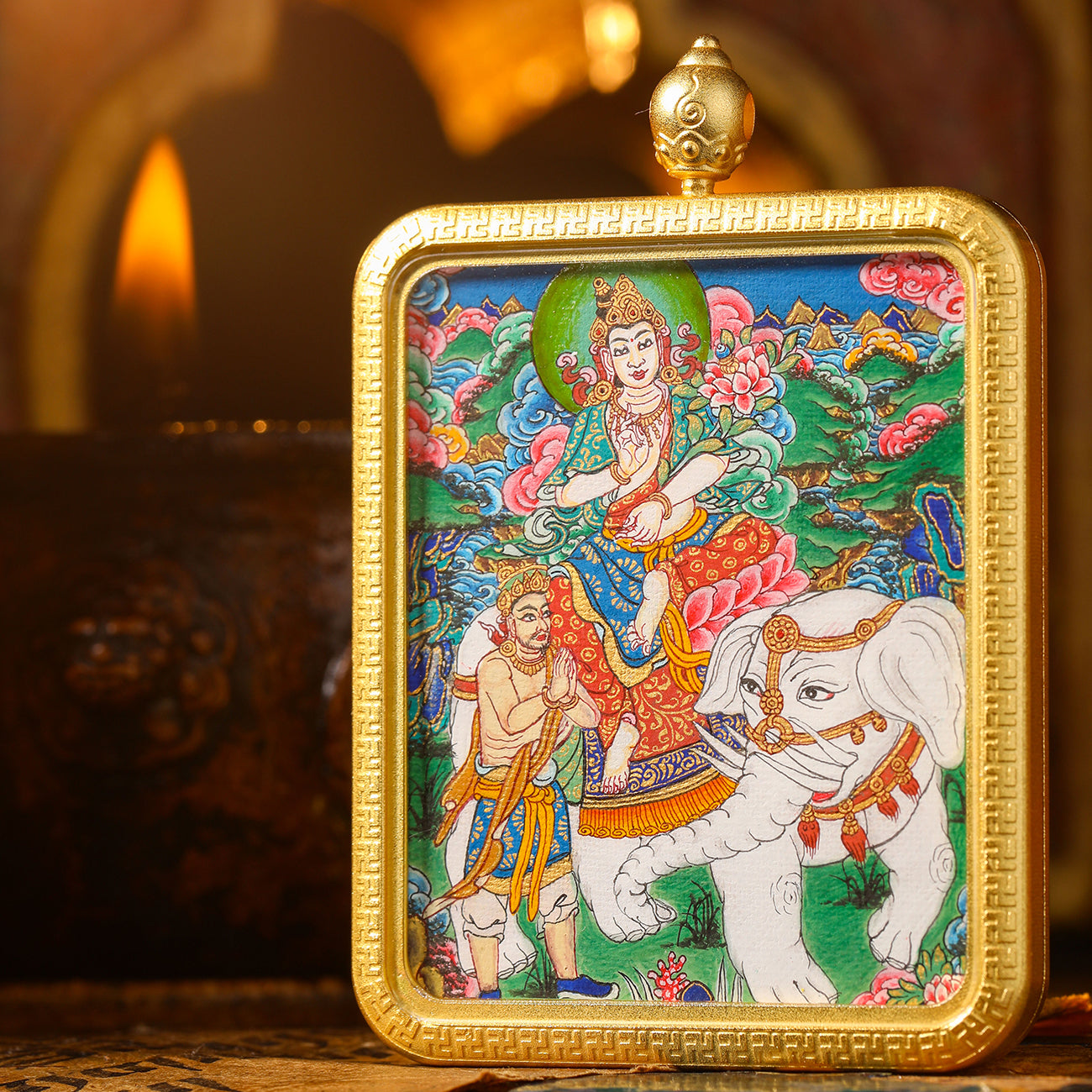 Wonderful painting of Puxian, blessing of blessings, wisdom and good fortune, pure hand-painted thangka