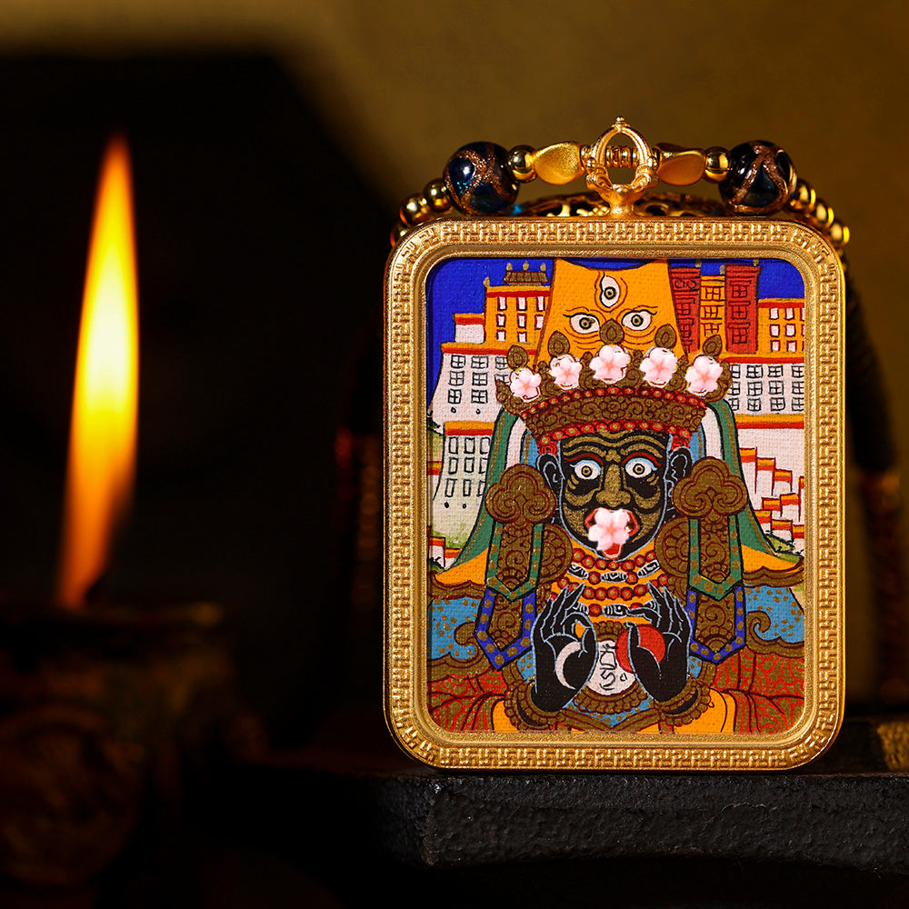 Zakiran blessing, attracting wealth and protecting the body, pure handmade colorful painting thangka body protector pendant