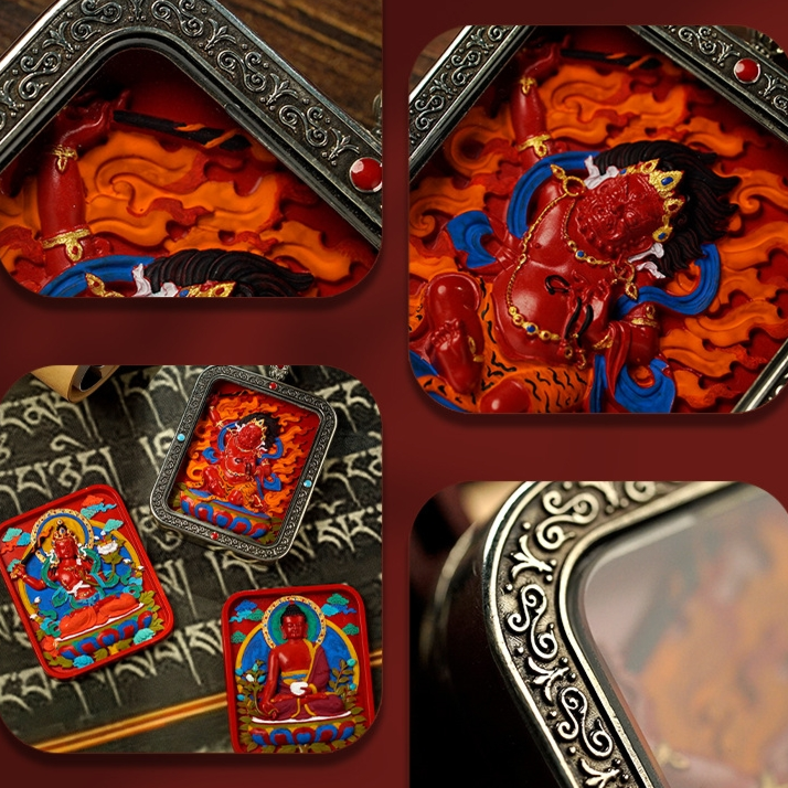 Wisdom and Virtue, Bodhisattva's Blessing, with Cinnabar Cinnabar Tangka Pushyun Manjushri Bodhisattva Lifelong Buddha Pendant