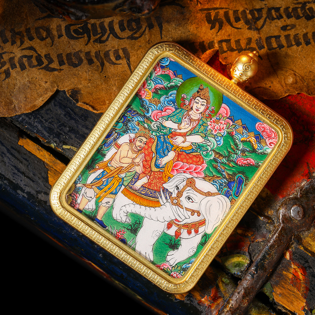 Wonderful painting of Puxian, blessing of blessings, wisdom and good fortune, pure hand-painted thangka