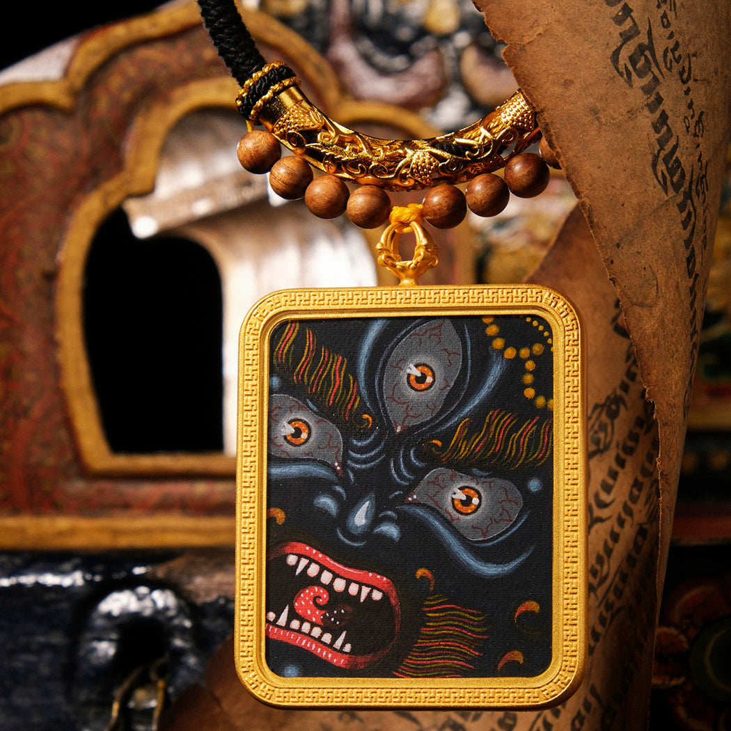 Blessings of the God of War, Destroy Obstacles, Handmade Thangka Dharma Protector Pendant