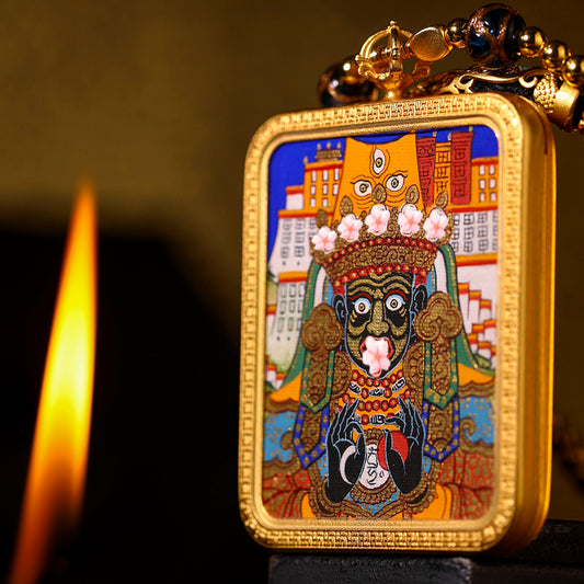 Zakiran blessing, attracting wealth and protecting the body, pure handmade colorful painting thangka body protector pendant