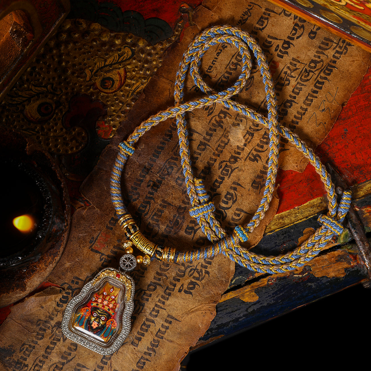Zakiran blessing, attracting wealth and protecting the body, pure handmade thangka pendant