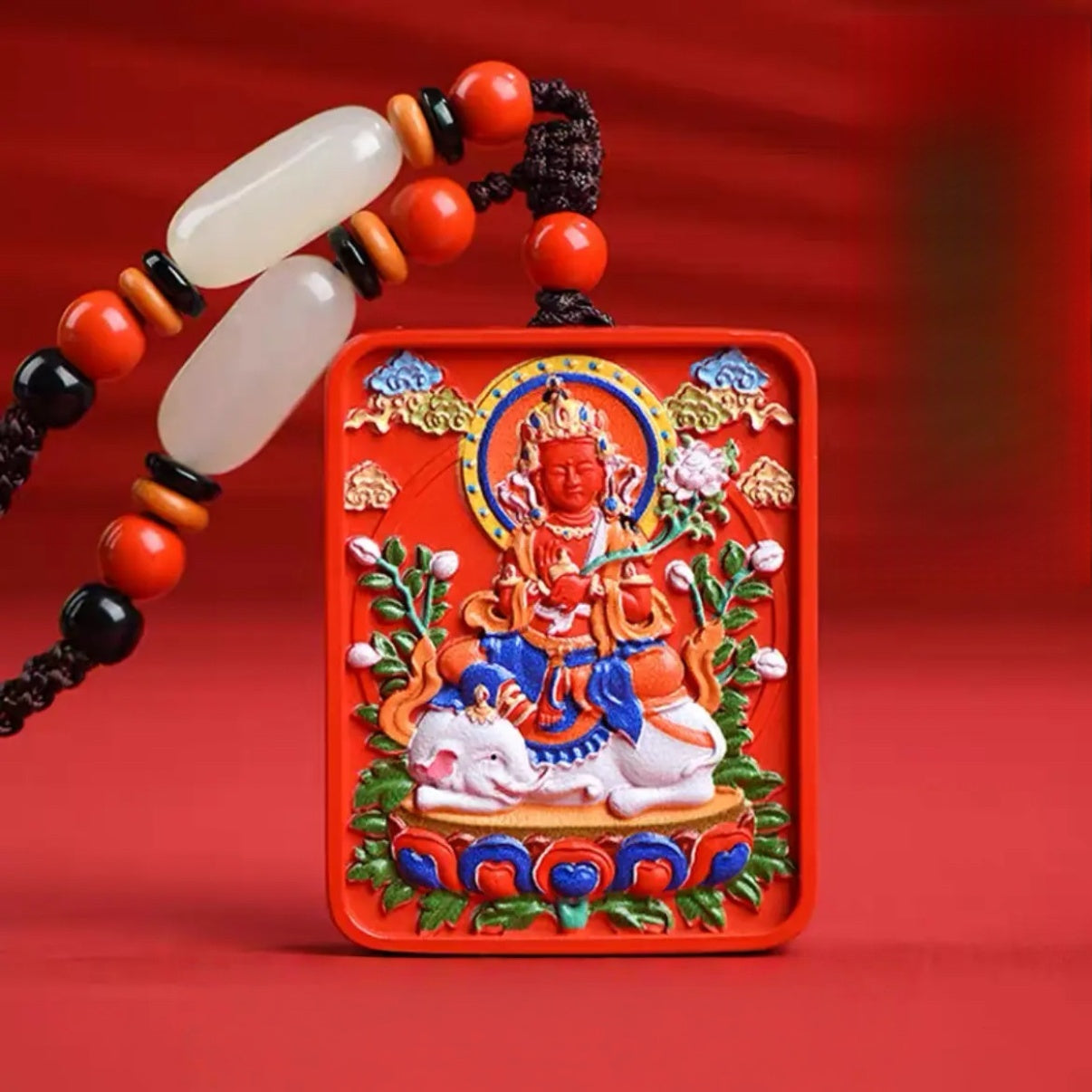 Cinnabar Blessing, Buddha's Shadow Follows, Containing Cinnabar Thangka Eight Guardian Buddha Pendant