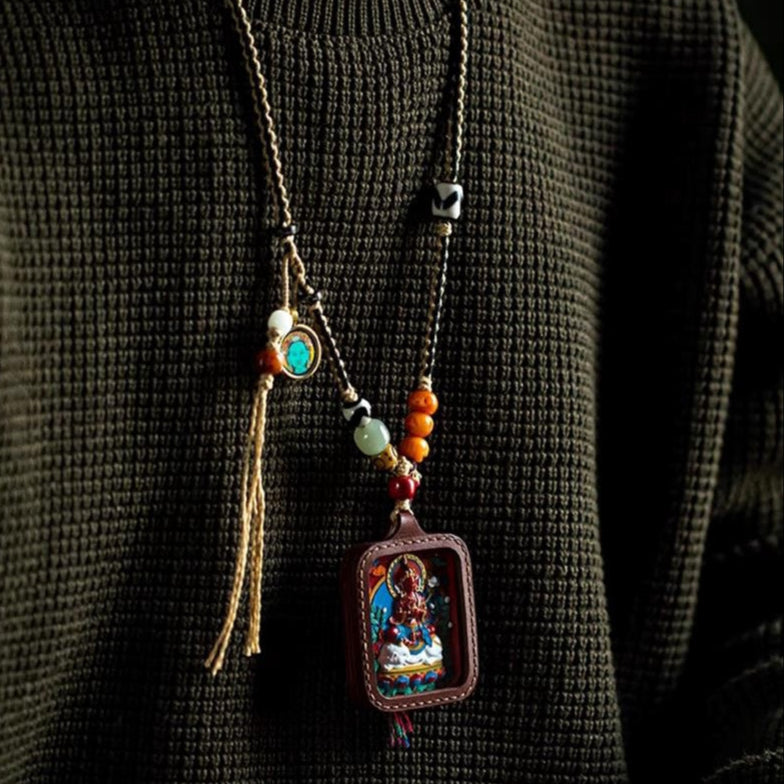 Samantabhadra's Blessing, Auspicious Year of the Snake - 2025 Snake Zodiac Samantabhadra Bodhisattva Thangka Pendant with Cinnabar