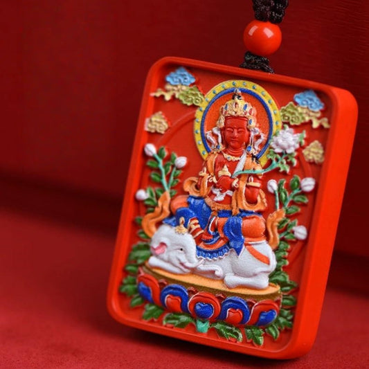 Cinnabar Blessing, Buddha's Shadow Follows, Containing Cinnabar Thangka Eight Guardian Buddha Pendant