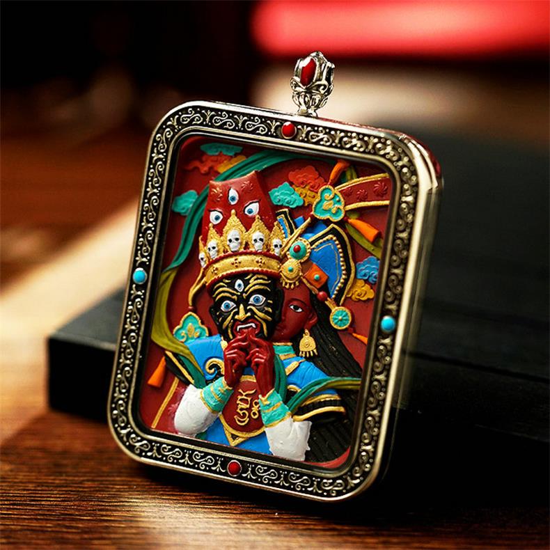 Wisdom and Virtue, Bodhisattva's Blessing, with Cinnabar Cinnabar Tangka Pushyun Manjushri Bodhisattva Lifelong Buddha Pendant