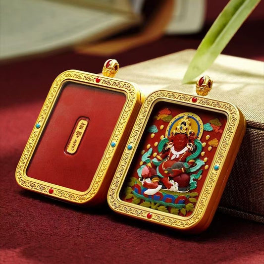 Vermilion Blessings, Constant Fortune - Traditional Thangka Talisman of Your Guardian Buddha