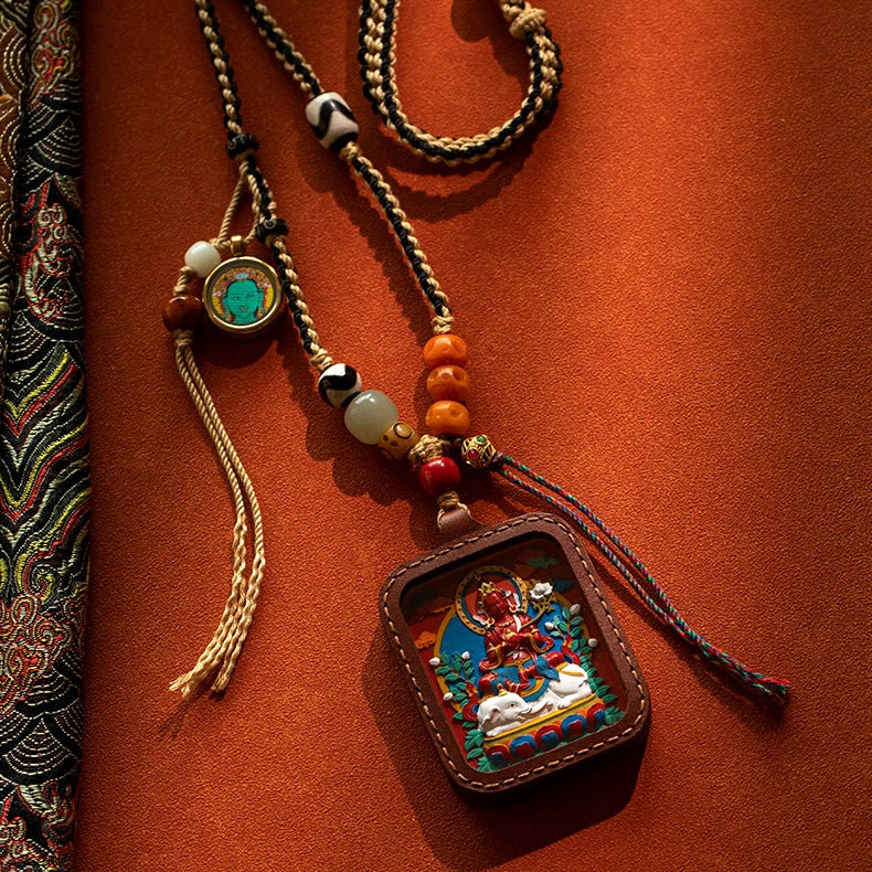 Samantabhadra's Blessing, Auspicious Year of the Snake - 2025 Snake Zodiac Samantabhadra Bodhisattva Thangka Pendant with Cinnabar