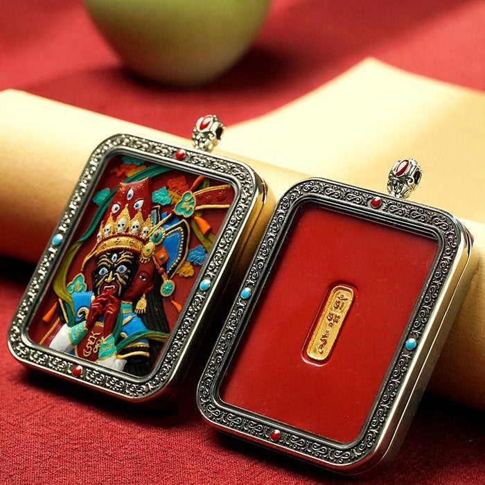 Wisdom and Virtue, Bodhisattva's Blessing, with Cinnabar Cinnabar Tangka Pushyun Manjushri Bodhisattva Lifelong Buddha Pendant