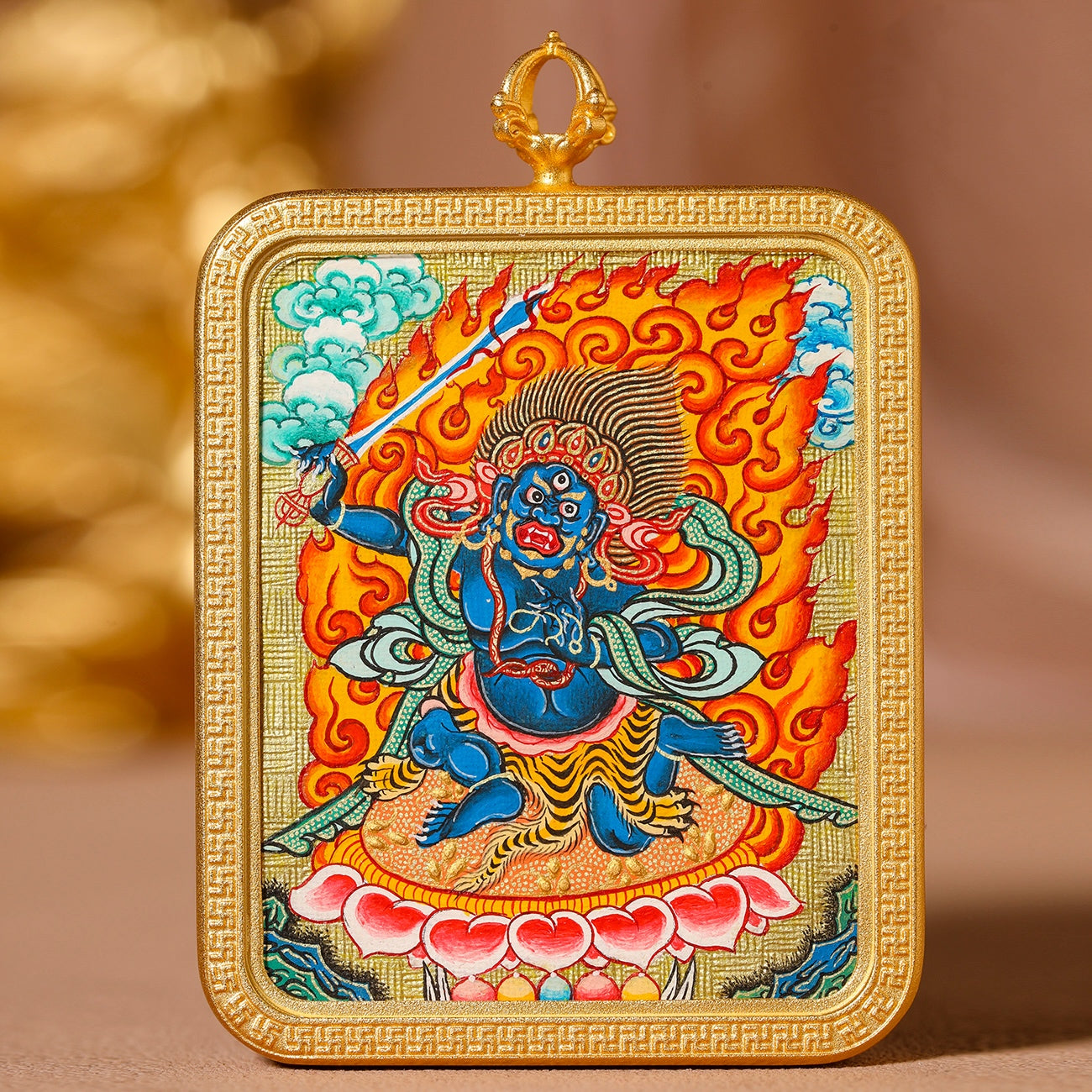 Hand-painted thangkas to protect good fortune and attract wealth.