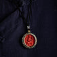 Cinnabar Blessing, Destiny Fortune – Cinnabar & Silver-Inlaid Guardian Buddha Pendant