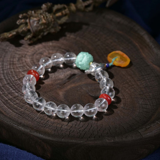 Purify the magnetic field to enhance the energy to have a good love beeswax white crystal bracelet