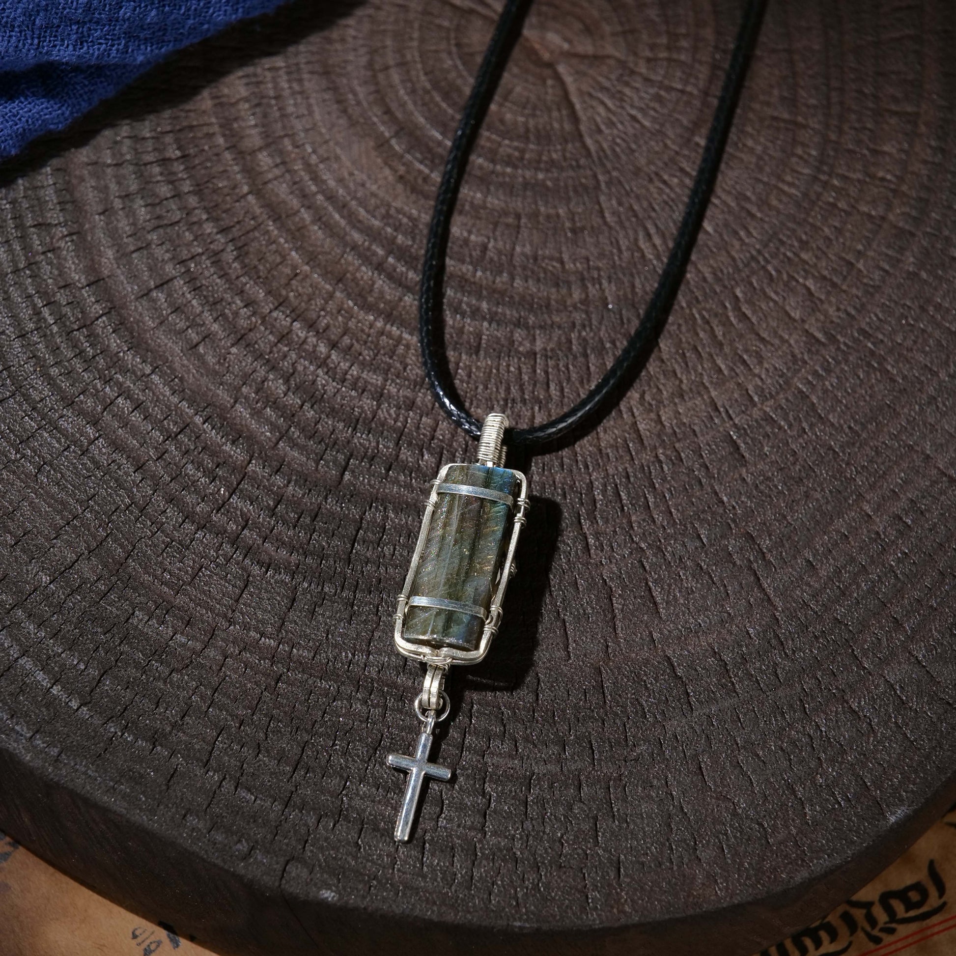 Rebirth, Redemption & Love labradorite Cross Pendant Necklace