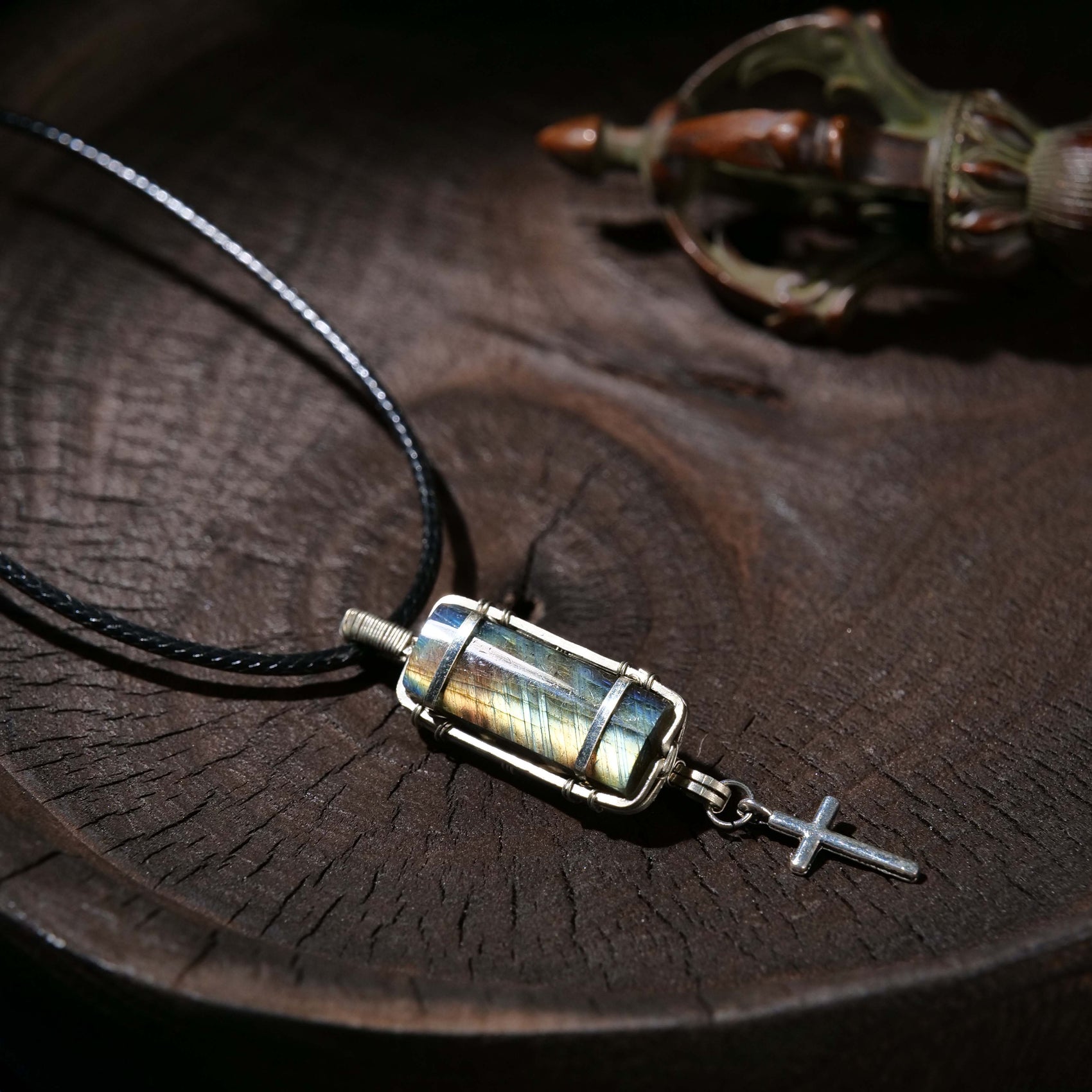 Rebirth, Redemption & Love labradorite Cross Pendant Necklace