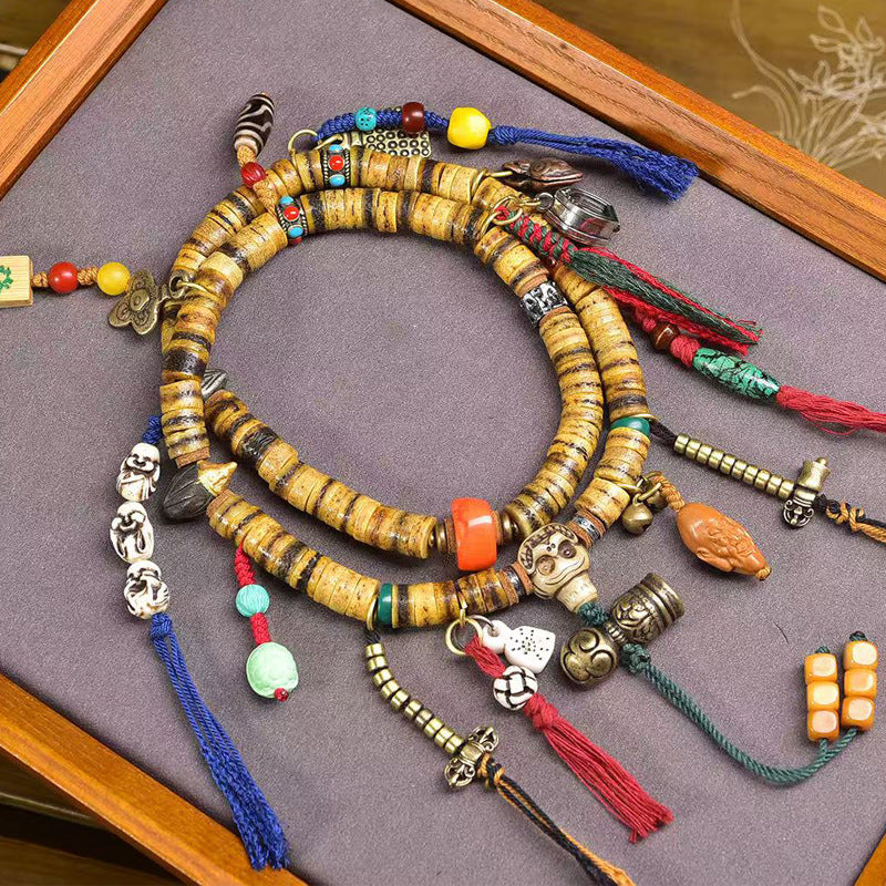 Festival Blessing Bracelet – Camel Bone with Mixed Tibetan Charms