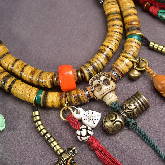 Festival Blessing Bracelet – Camel Bone with Mixed Tibetan Charms